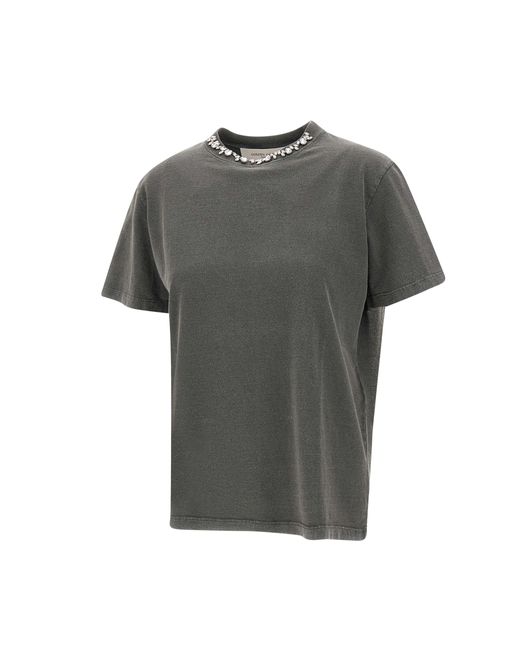 Golden Goose Deluxe Brand Gray Stern-T-Shirt Aus Baumwolljersey Mit Steinen