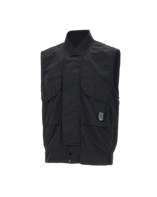 C P Company Schwarze Chromweste Mit Linse in Blue für Herren
