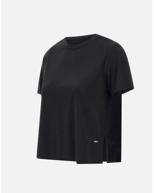 Kaos Black Schwarzes Viskose-Mischgewebe Crop-T-Shirt