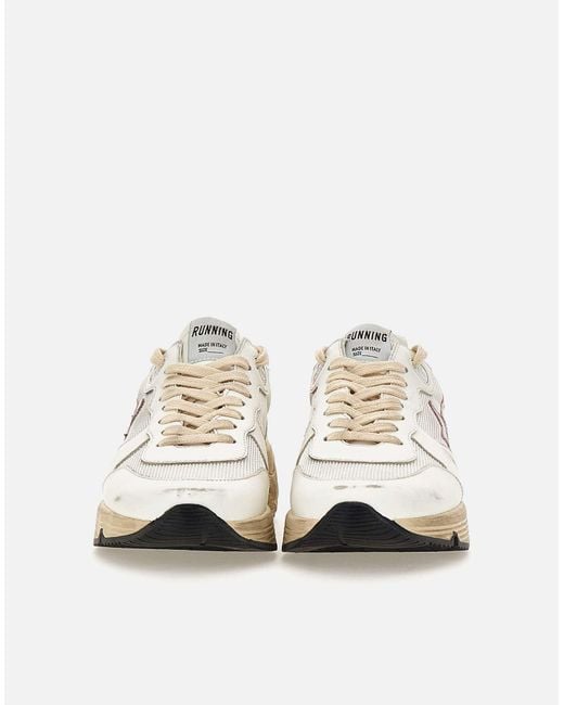 Golden Goose Deluxe Brand White Cremefarbene Ball Star-Sneaker Aus Leder Mit Rosa Und Goldenen Details