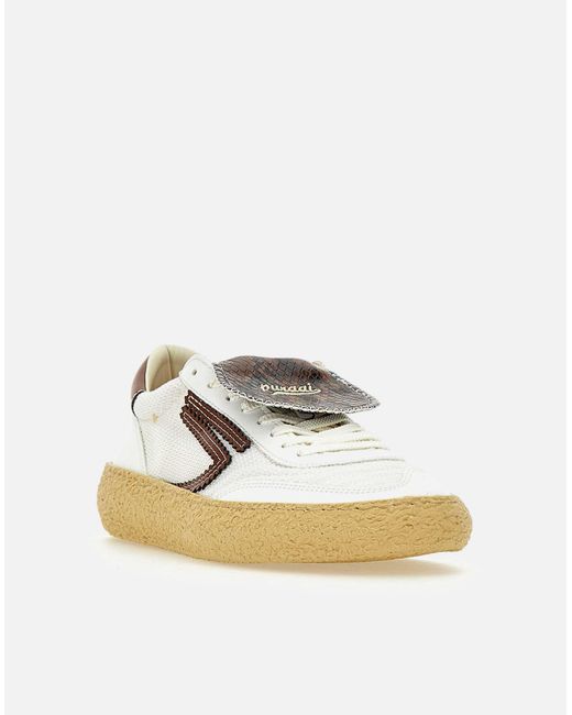 PURAAI Metallic Polly Tab Zunge Weiße Turnschuhe