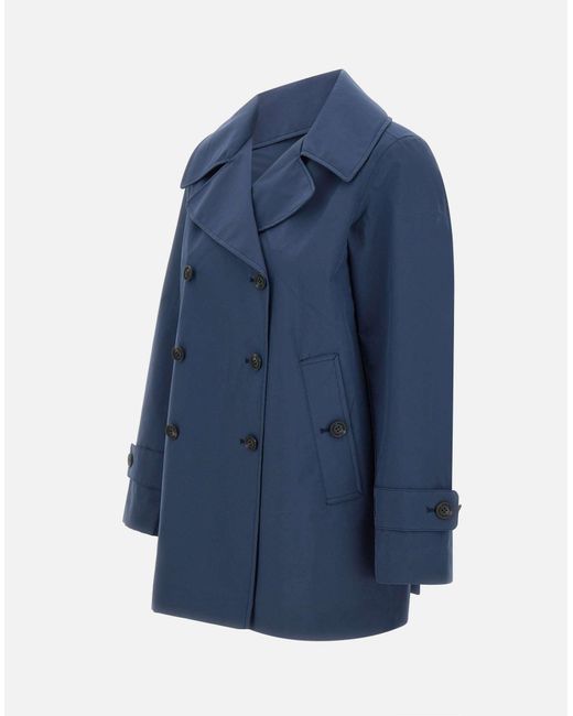 Save The Duck Blue Sofi Blauer Zweireihiger Trenchcoat