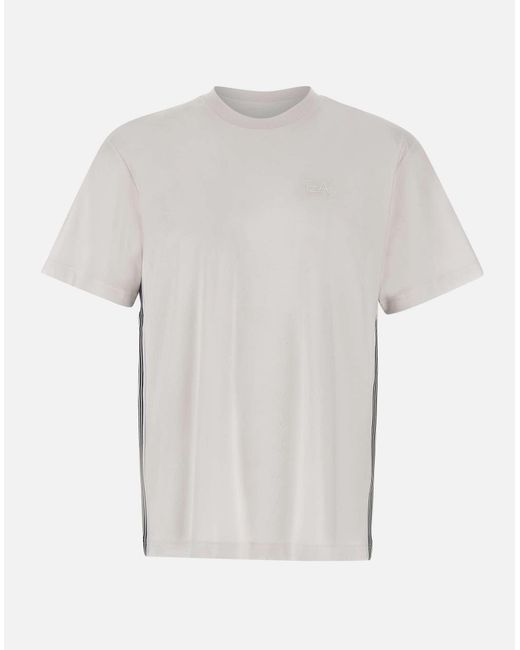 EA7 White Cotton T-Shirt With Logo for men