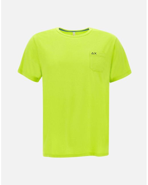 Sun 68 Yellow Cotton Pocket Lime T-Shirt for men