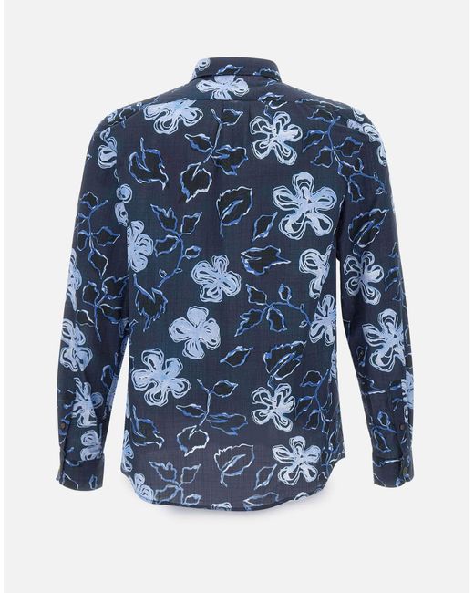 Paul Smith Blaues Yukka-Print-Hemd in Blue für Herren
