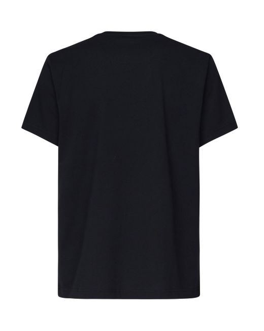 Fay Schwarzes Besticktes Logo-T-Shirt in Black für Herren