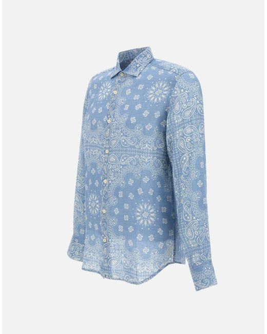 Mc2 Saint Barth Pamplona Leinenhemd in Blue für Herren
