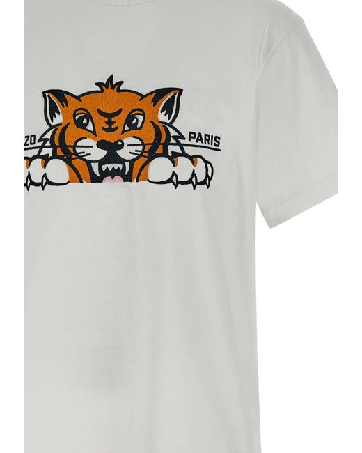 KENZO Gots Glücklicher Tiger Baumwoll-T-Shirt in Gray für Herren