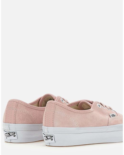 Vans White Lx Authentic 44 Rosa Wildleder-Sneaker
