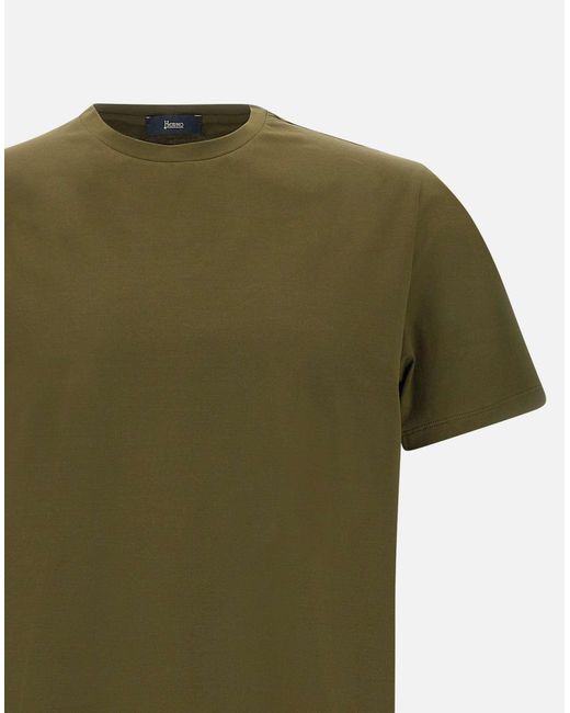 Herno Superfeines Baumwoll-T-Shirt in Green für Herren