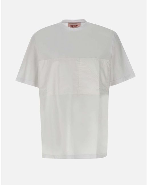 Iceberg 5D Weißer Baumwollmischung T-Shirt in White für Herren