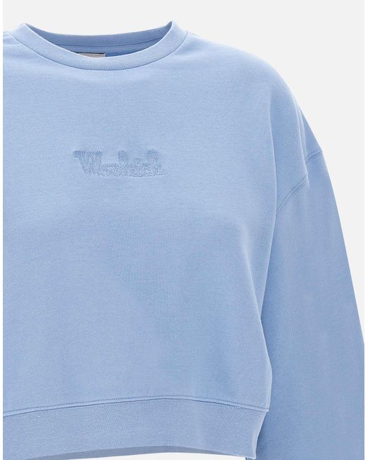 Woolrich Blue Rundhals-Sweatshirt Mit Rundhalsausschnitt Aus Sugar Paper-Baumwolle Mit Logo