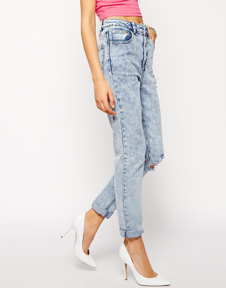 Acid wash high waisted mom jeans Clearance