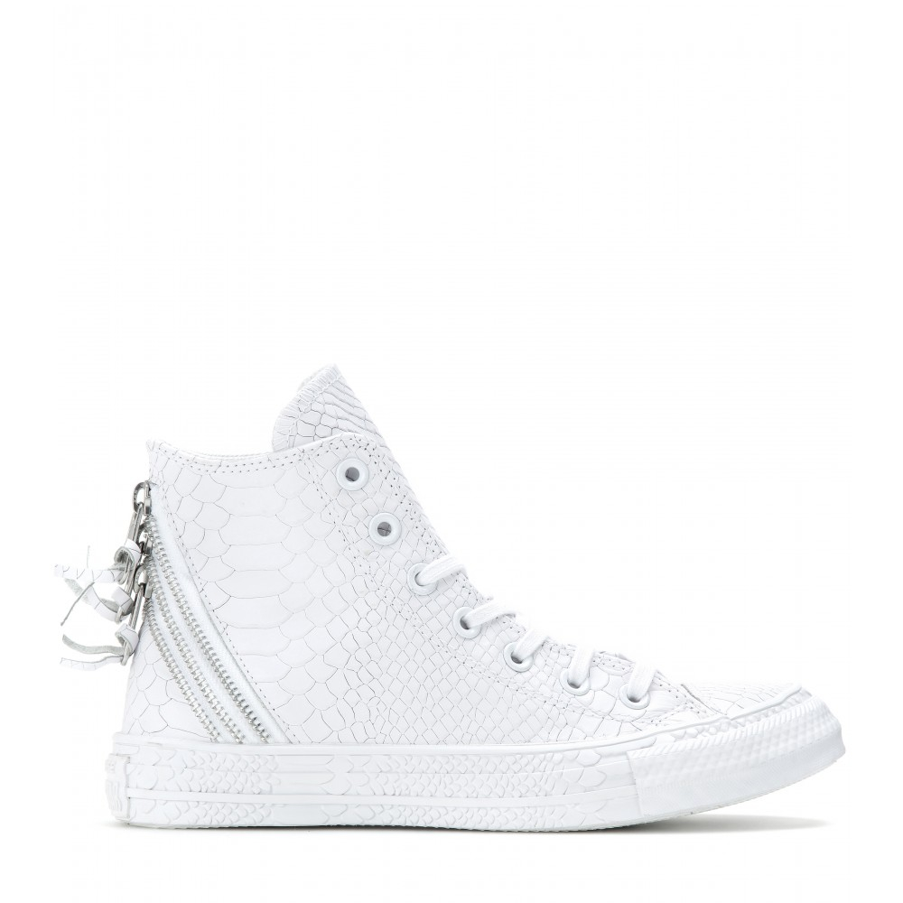 Converse Chuck Taylor Triple Zip Embossed Leather High-Tops in White | Lyst