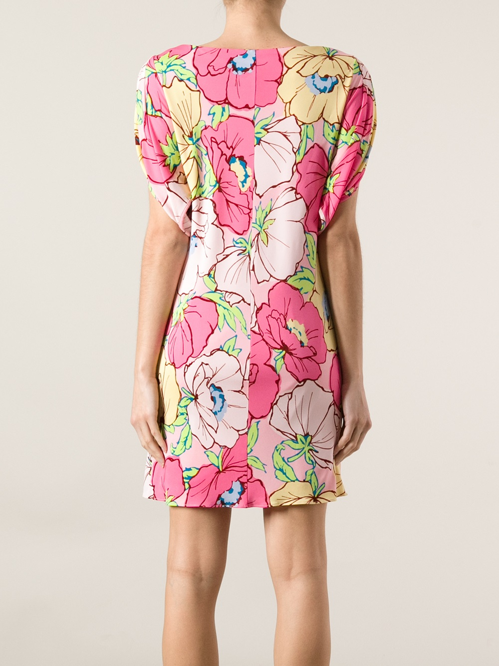 Moschino Floral Print Shift Dress in Pink & Purple (Pink) - Lyst