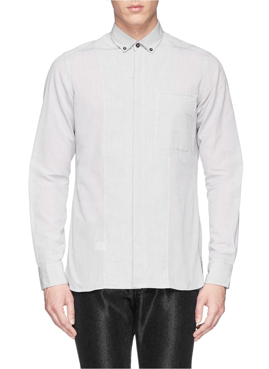 Lanvin Button Down Collar Chambray Shirt in Gray for Men (Grey) Lyst