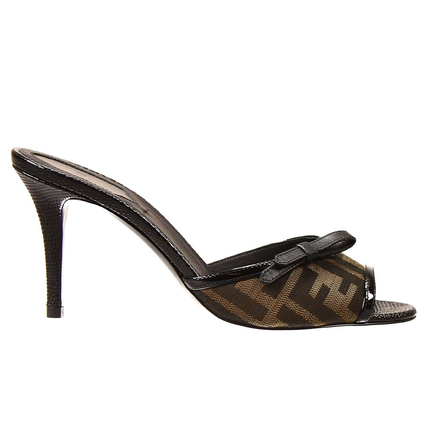 Fendi Shoes Heel 8+1 Sandal Zucca E Leather in Black (nero) | Lyst