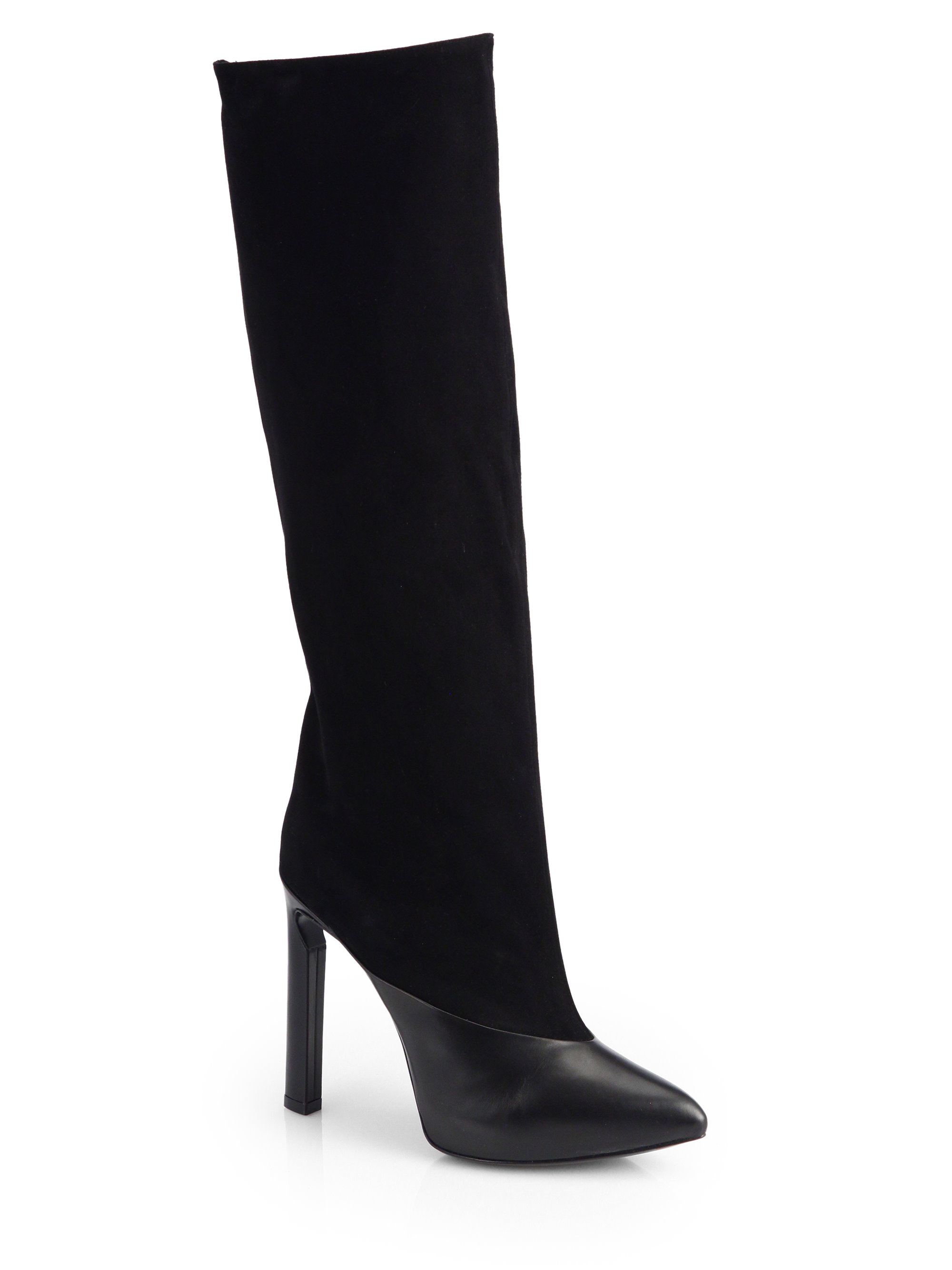 Lyst - Jimmy Choo Derive Suede & Leather Mixed Media Knee-high Boots in ...