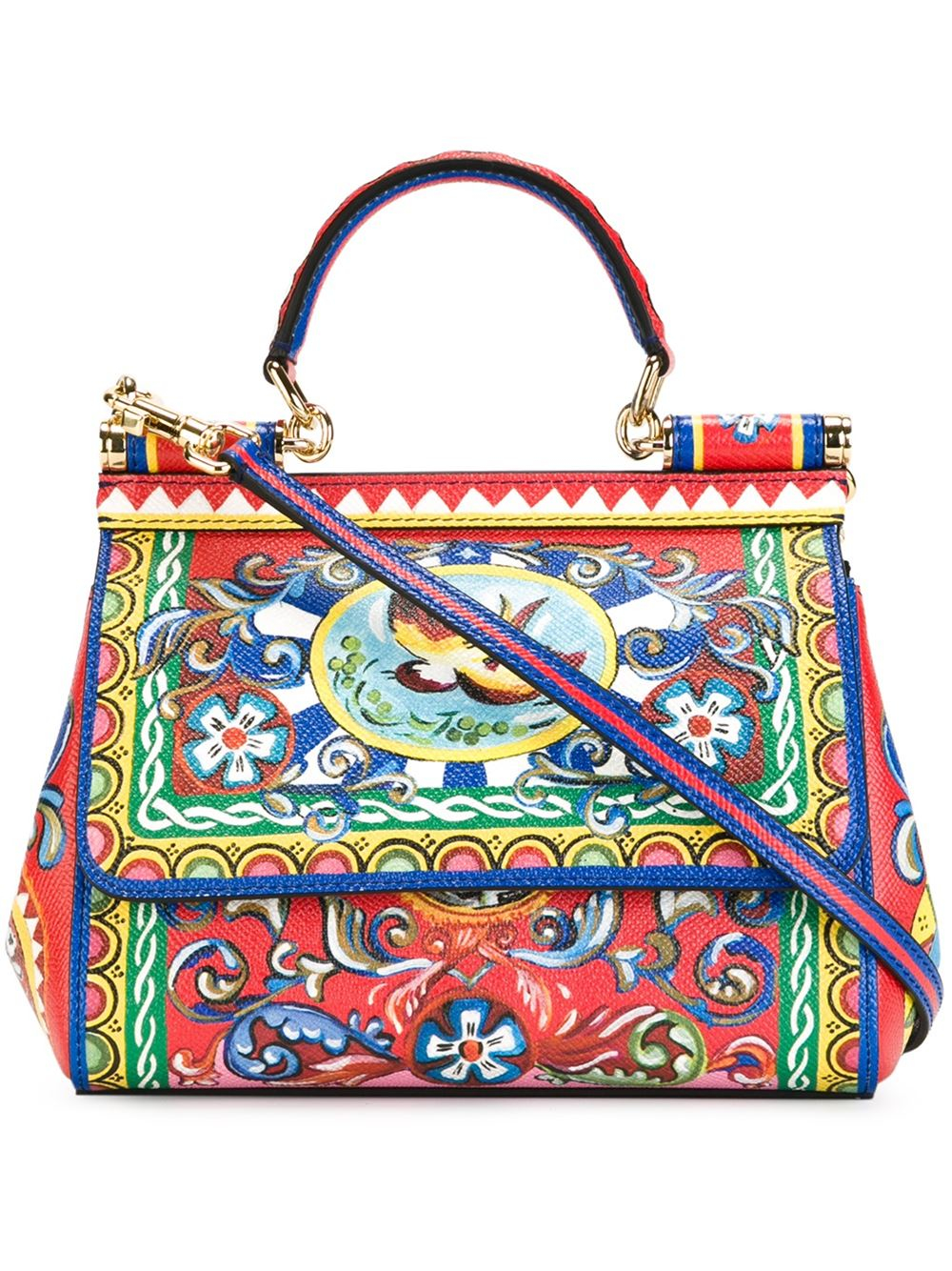 Dolce & Gabbana Carretti Print Miss Sicily Small Handbag | Lyst