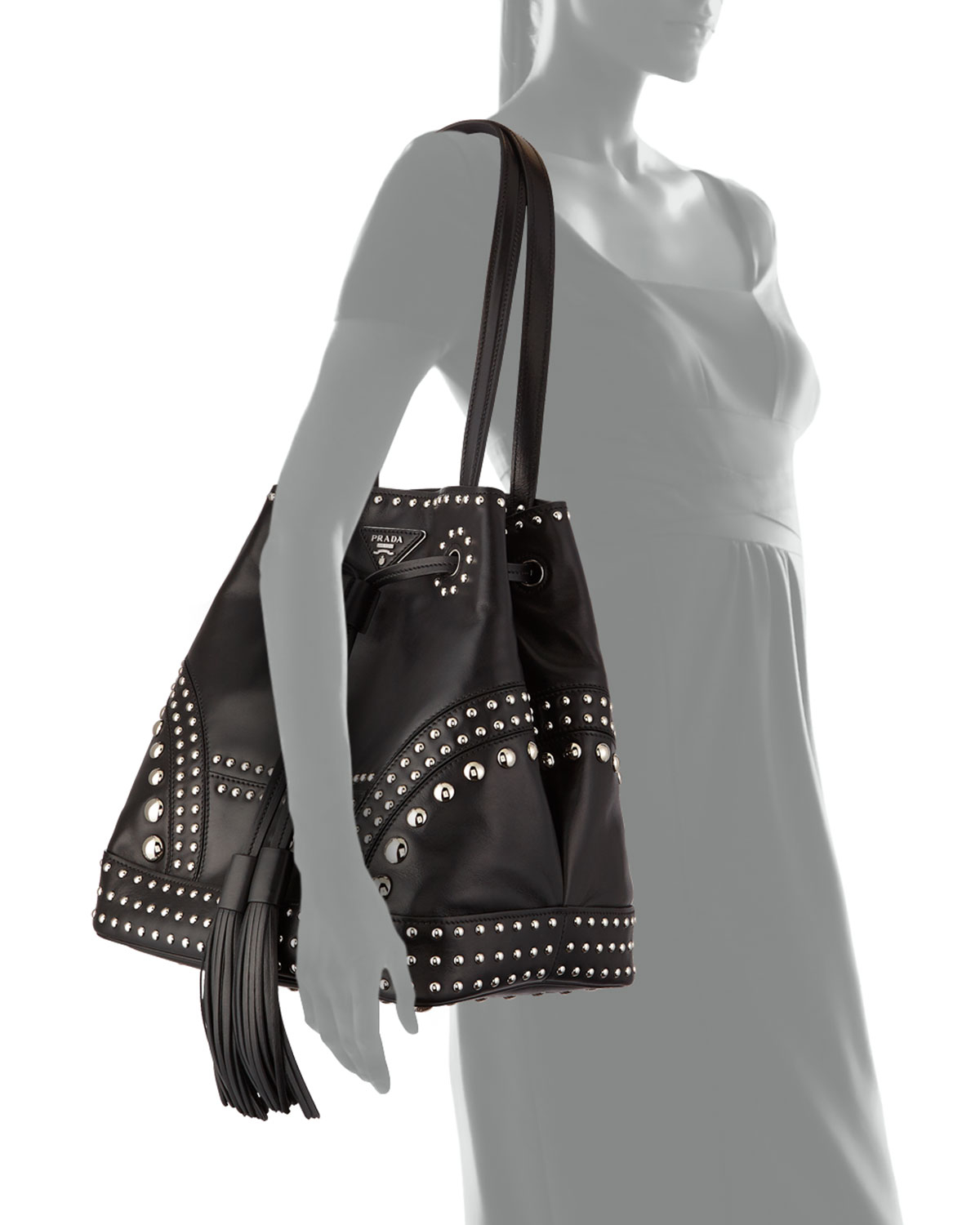 prada studded bucket bag
