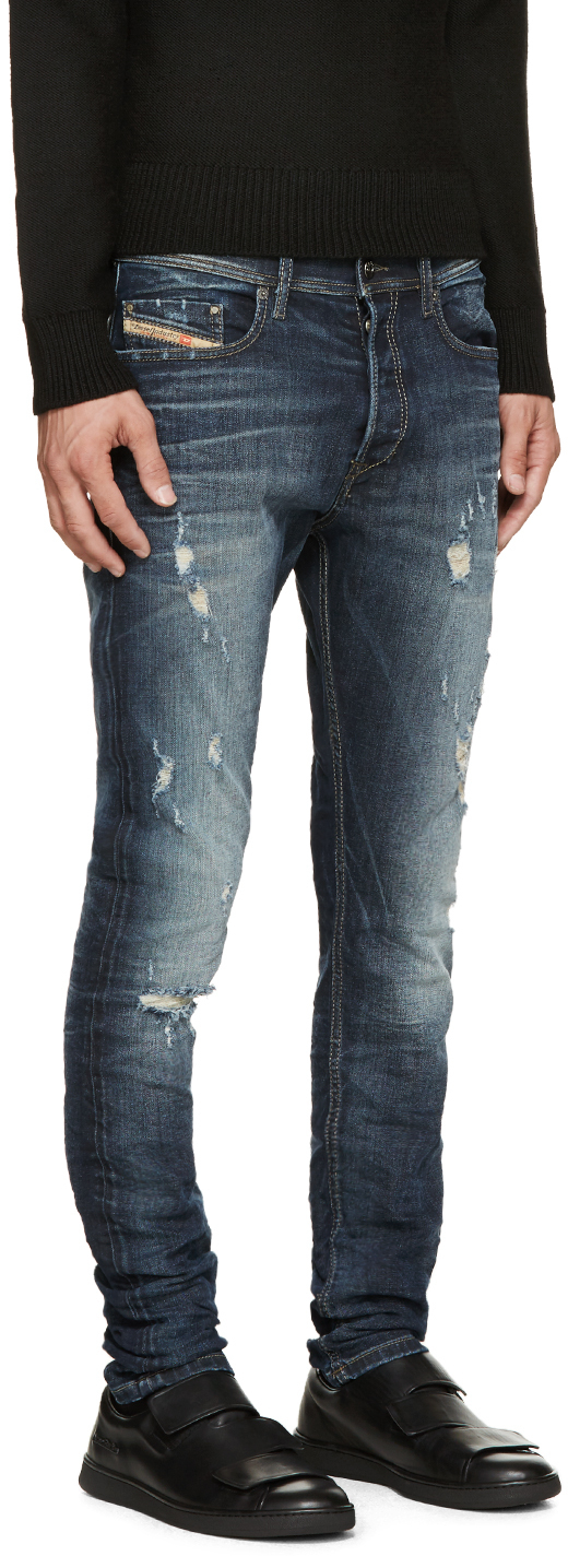 DIESEL Denim Navy Tepphar Slim Carrot Jeans in Blue for Men - Lyst