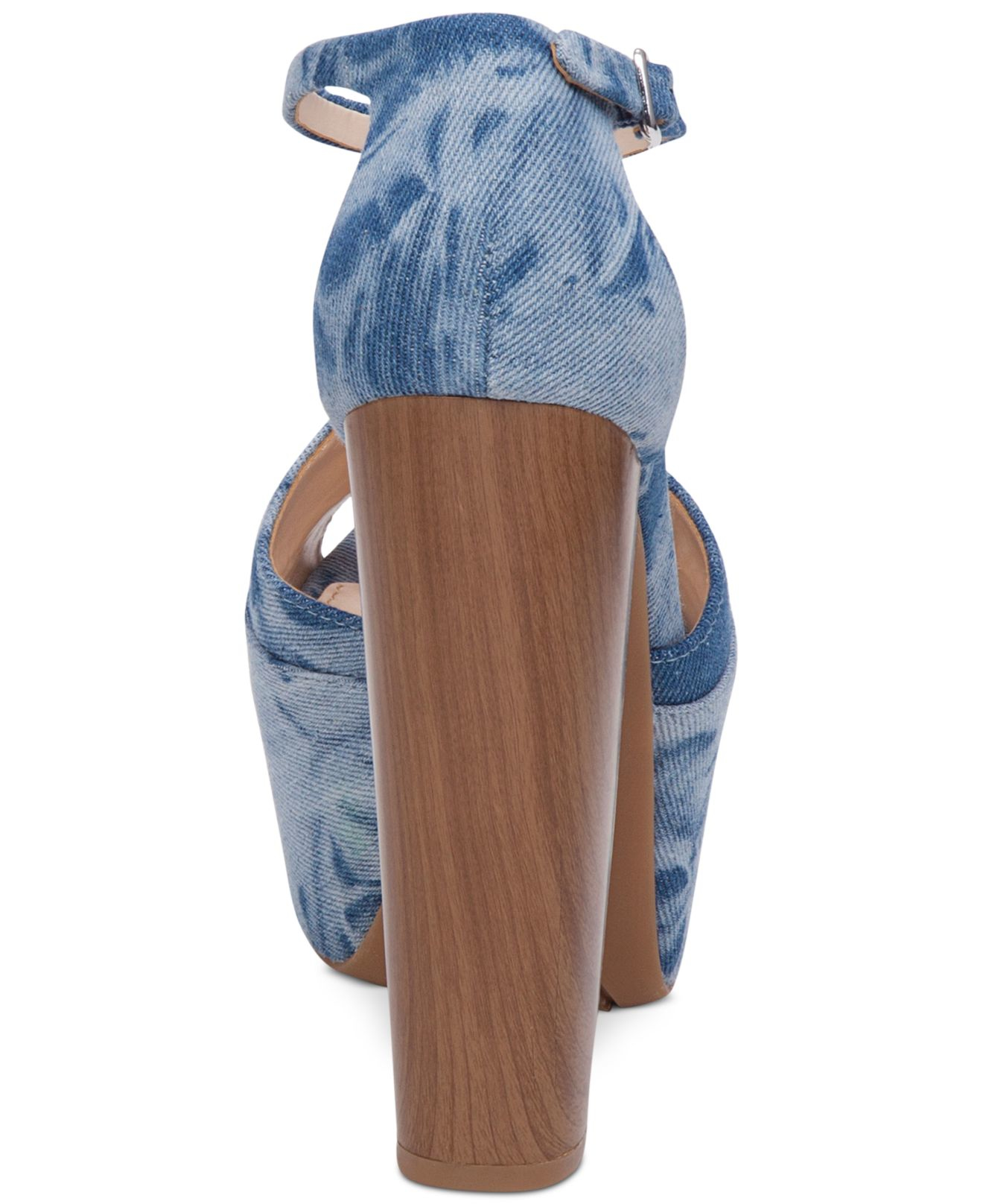 T-strap Platform Pumps in Blue Tie Dye 