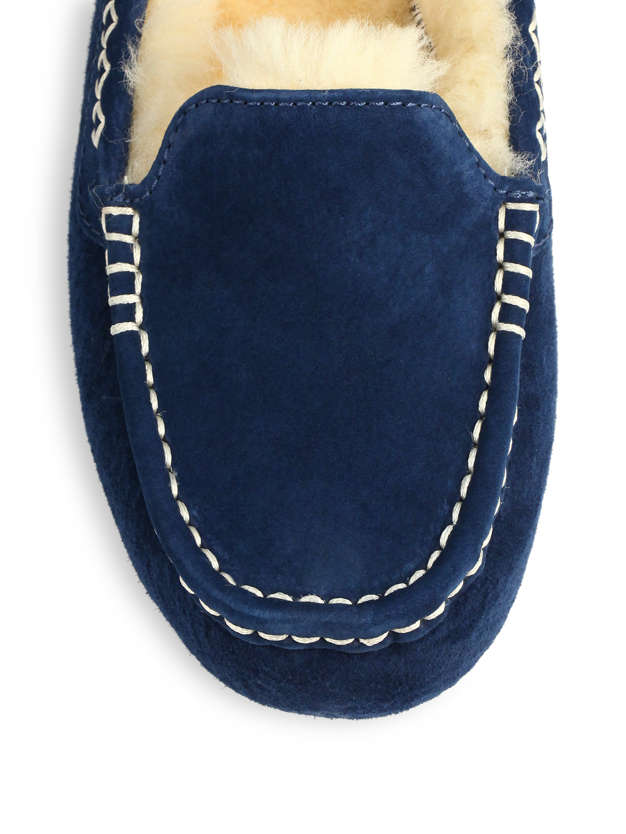 UGG Ansley Suede Shearlinglined Slippers in Navy (Blue) - Lyst