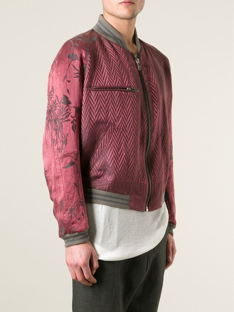 Dressy Jacquard Bomber Jacket with Floral Pattern