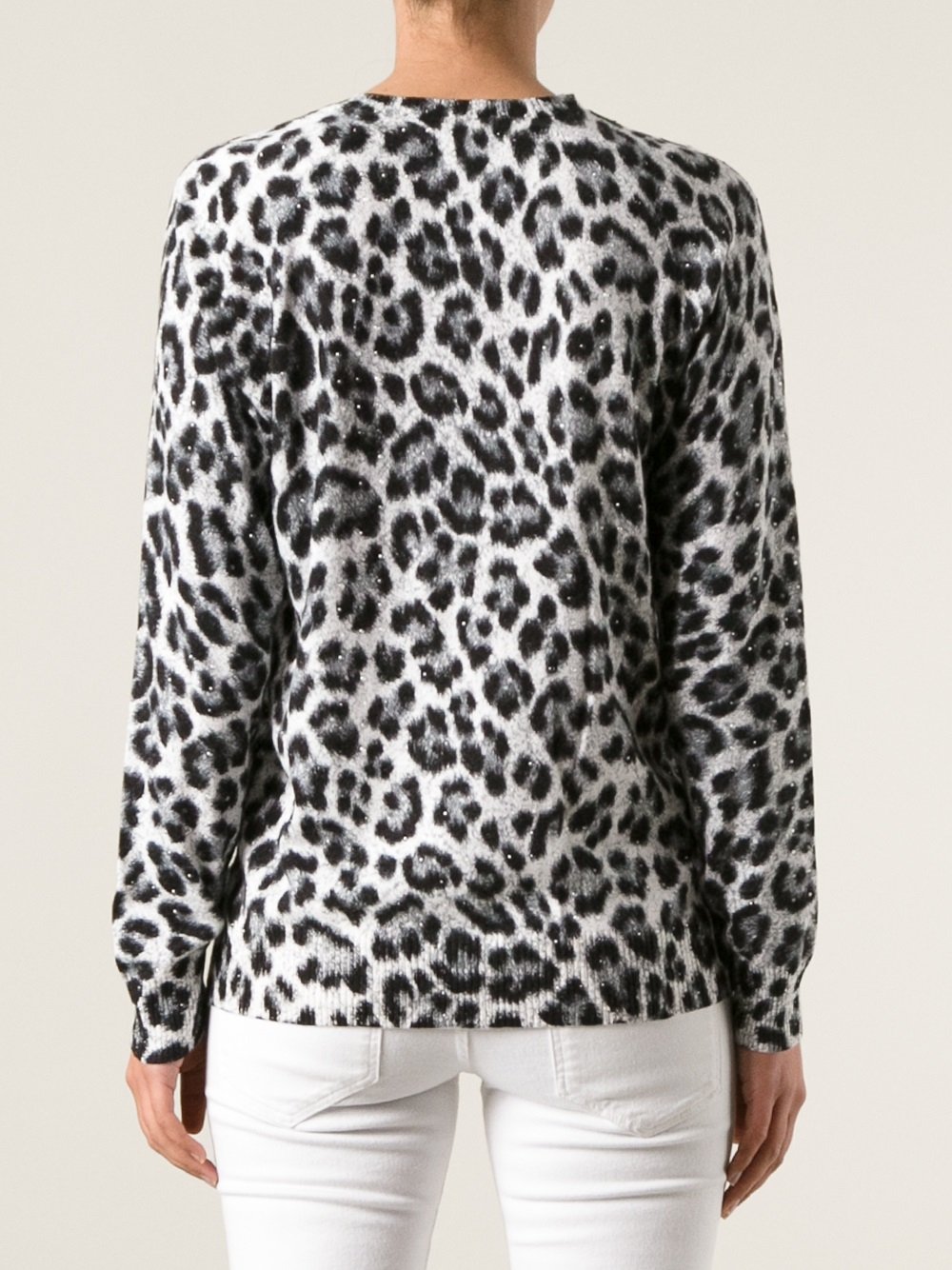 MICHAEL Michael Kors Leopard Print Sweater in Black | Lyst