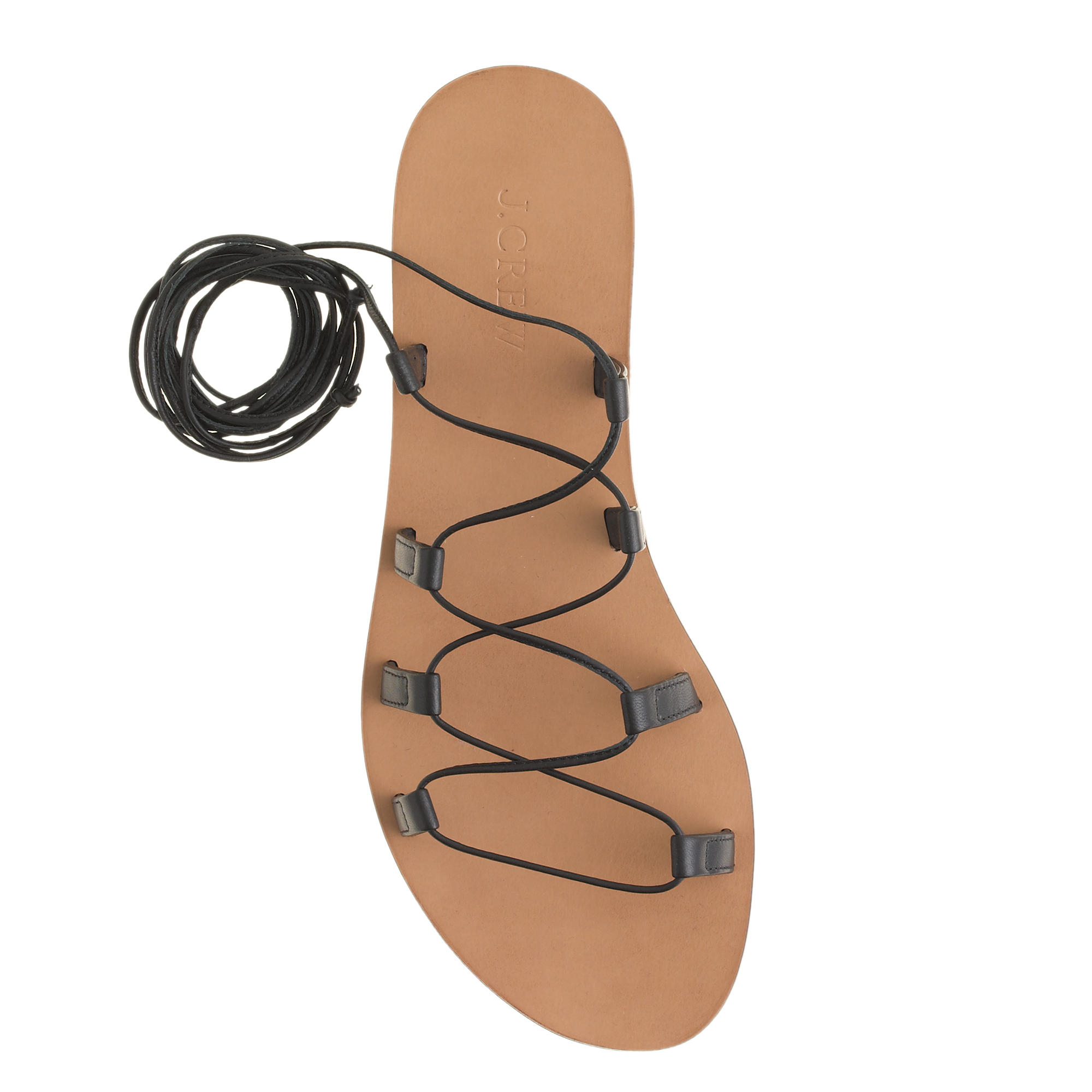 j crew leather lace up sandals
