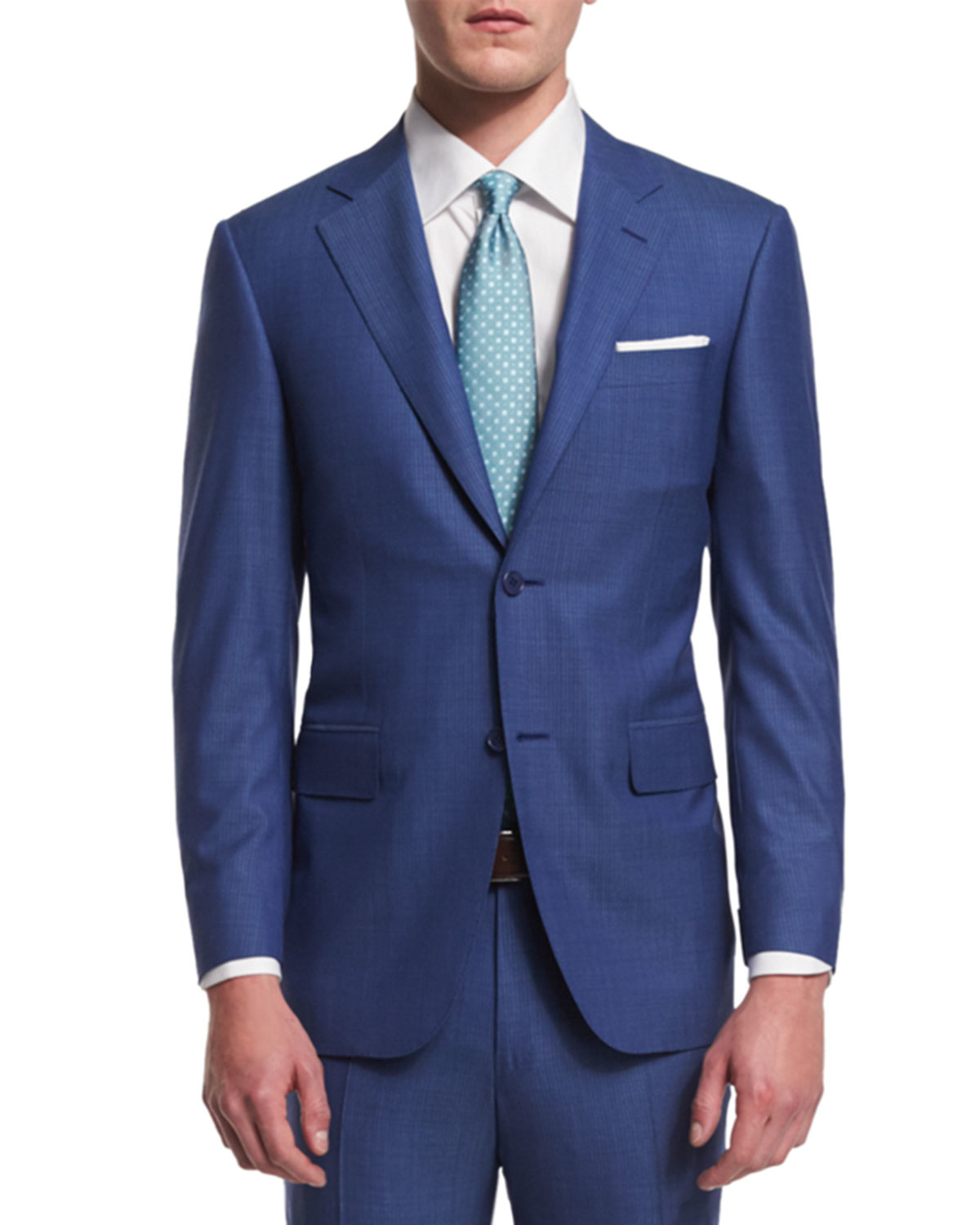 Canali Wool Sienna Contemporaryfit Micro Ticstripe Suit in Blue for