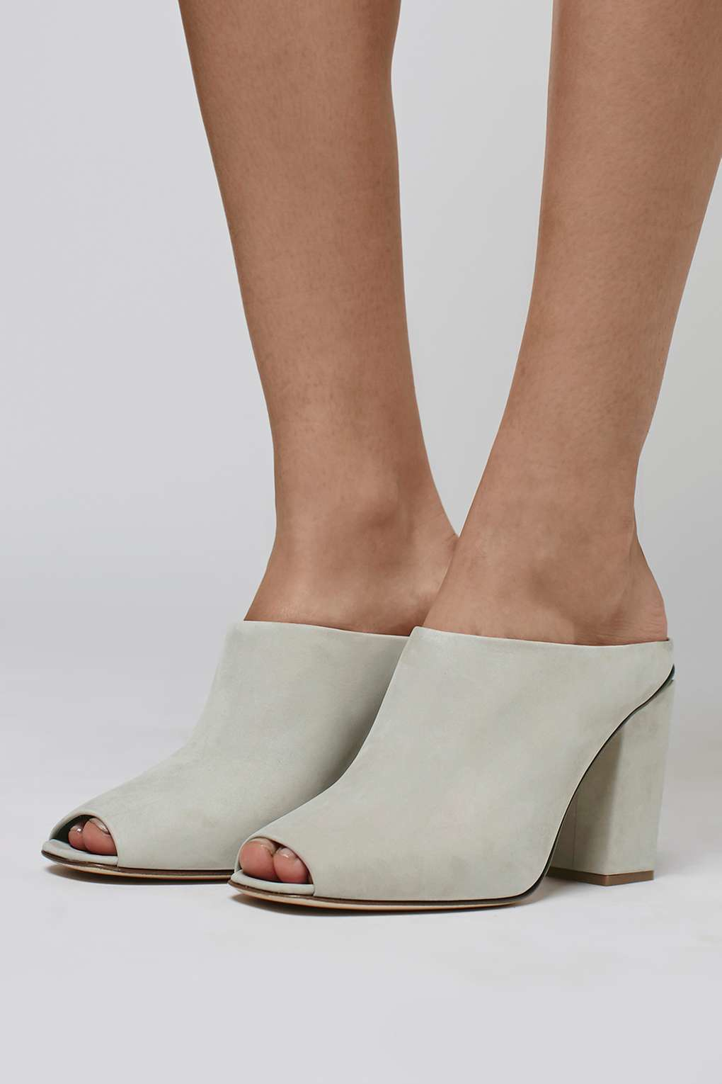 topshop lana leather chunky mule in khaki
