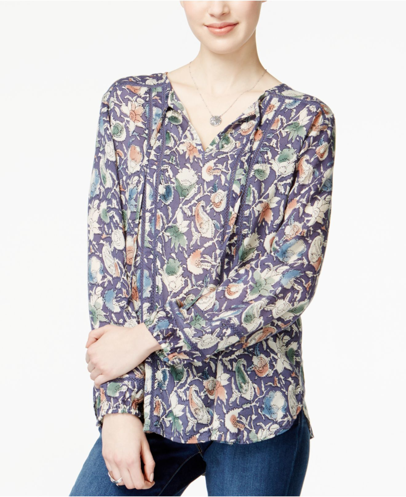lucky brand floral peasant top