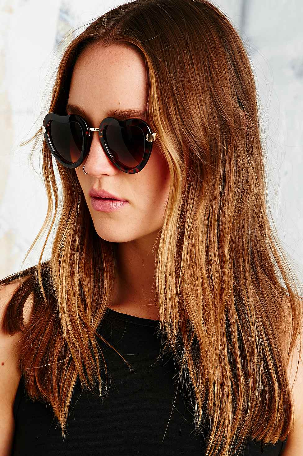 tortoise shell heart shaped sunglasses