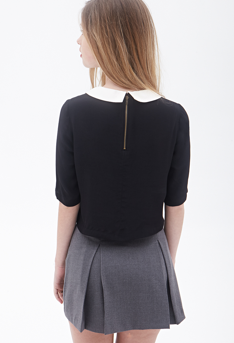 black peter pan collar top
