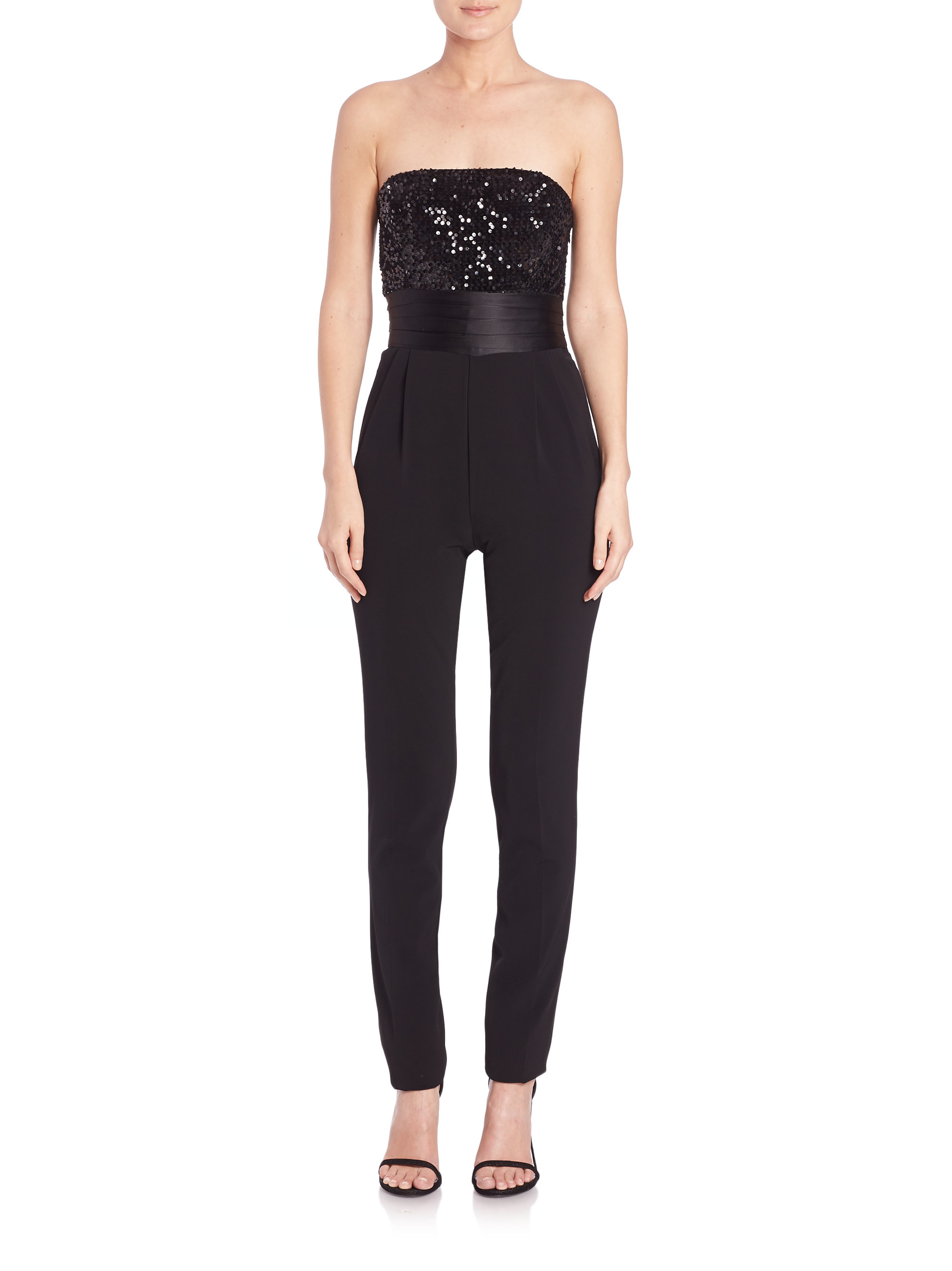badgley mischka sequin jumpsuit