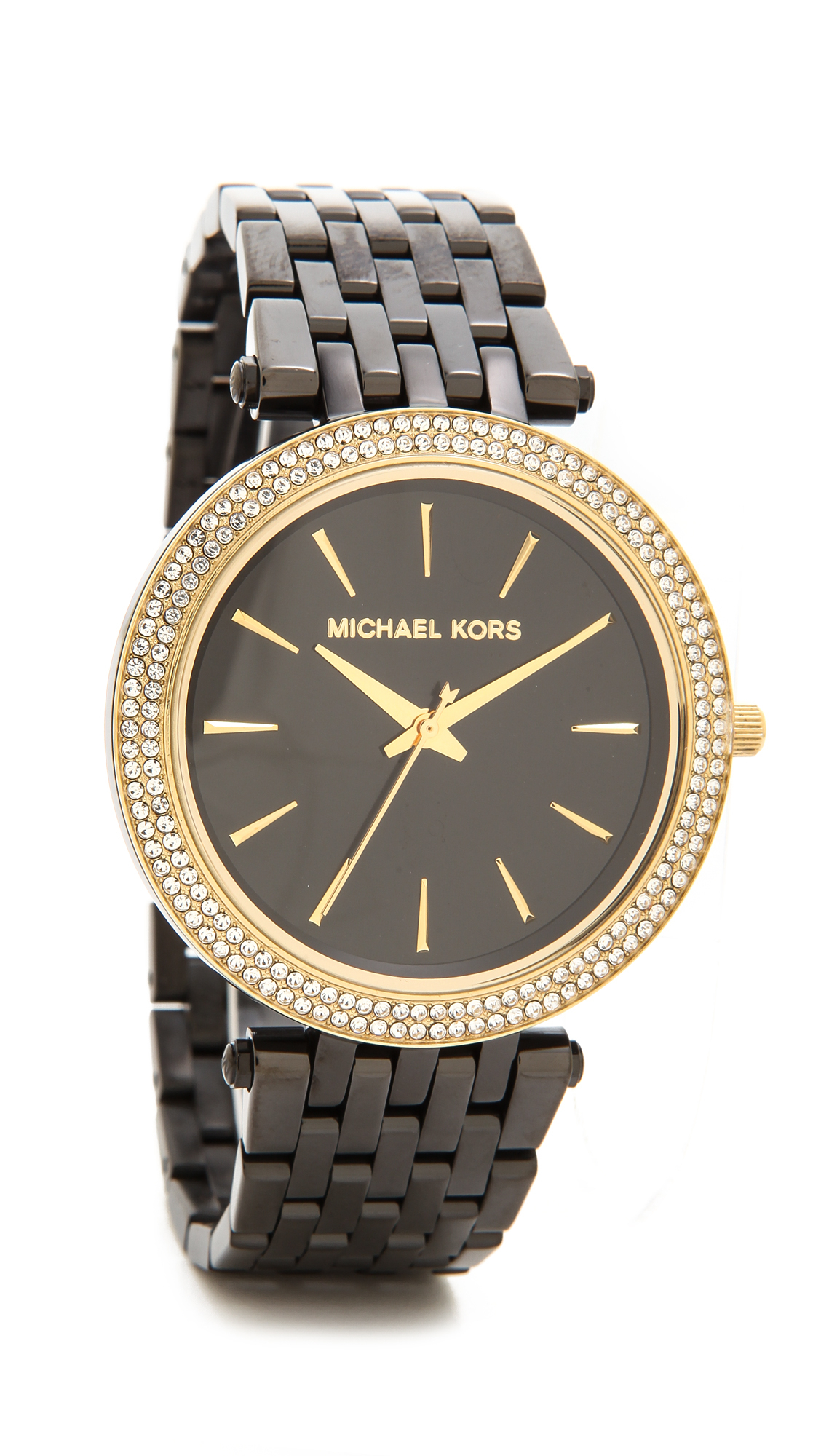Michael kors Black Stainless Steel Golden Darci Watch in Black | Lyst