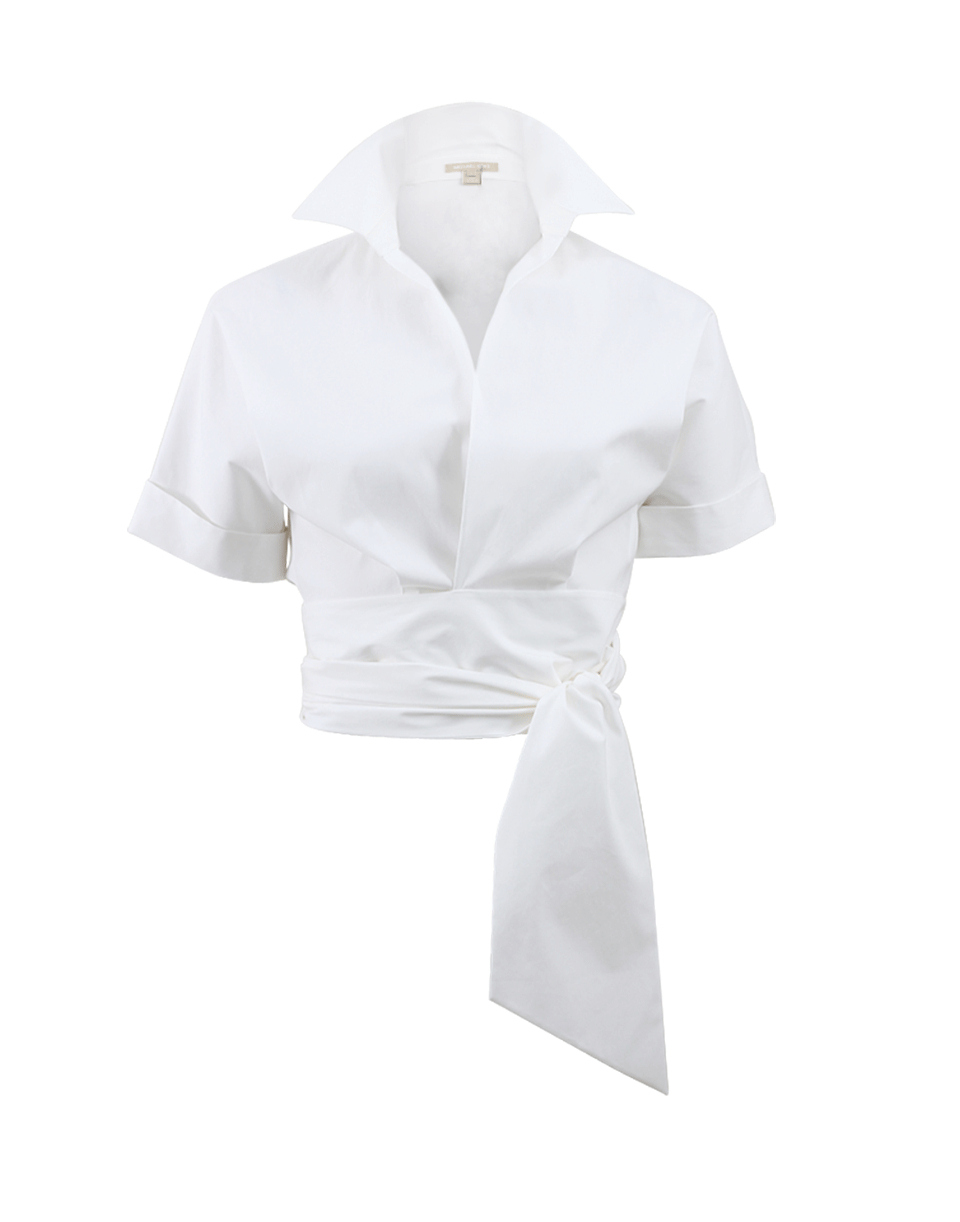 Michael Kors Stretch Wrap Top in White 