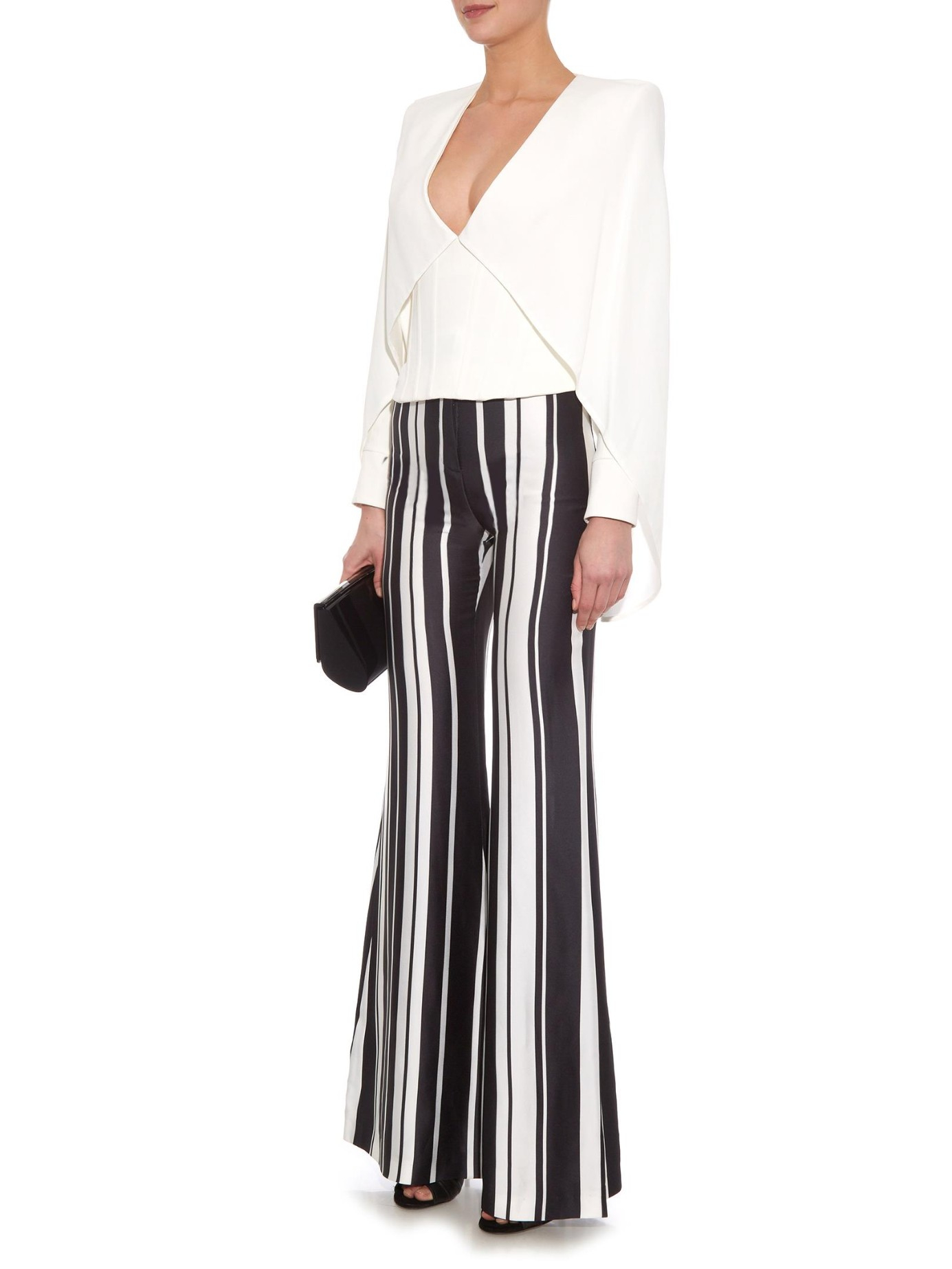 black striped mesh trousers