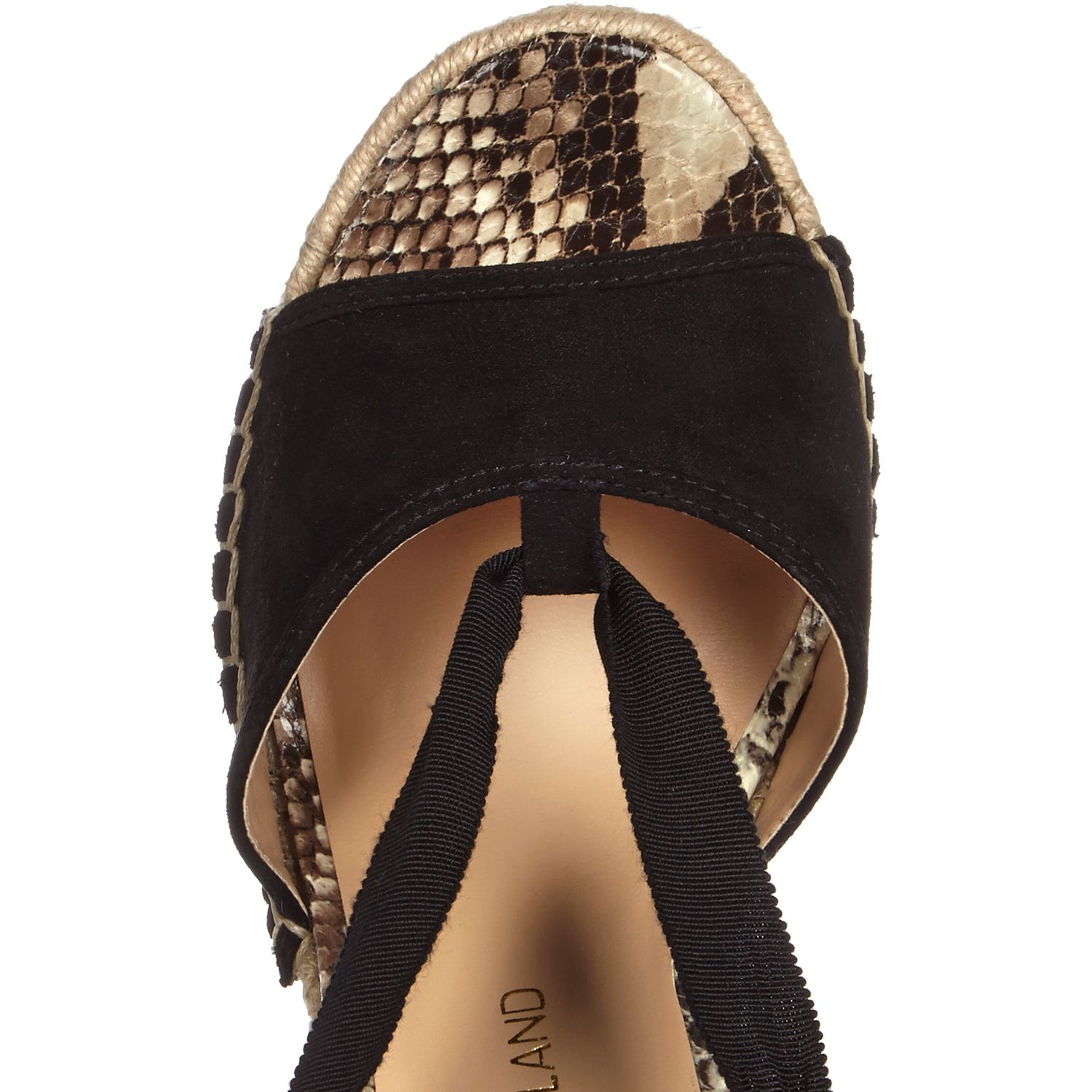 River Island Black Suede Lace-up Wedge Sandals - Lyst