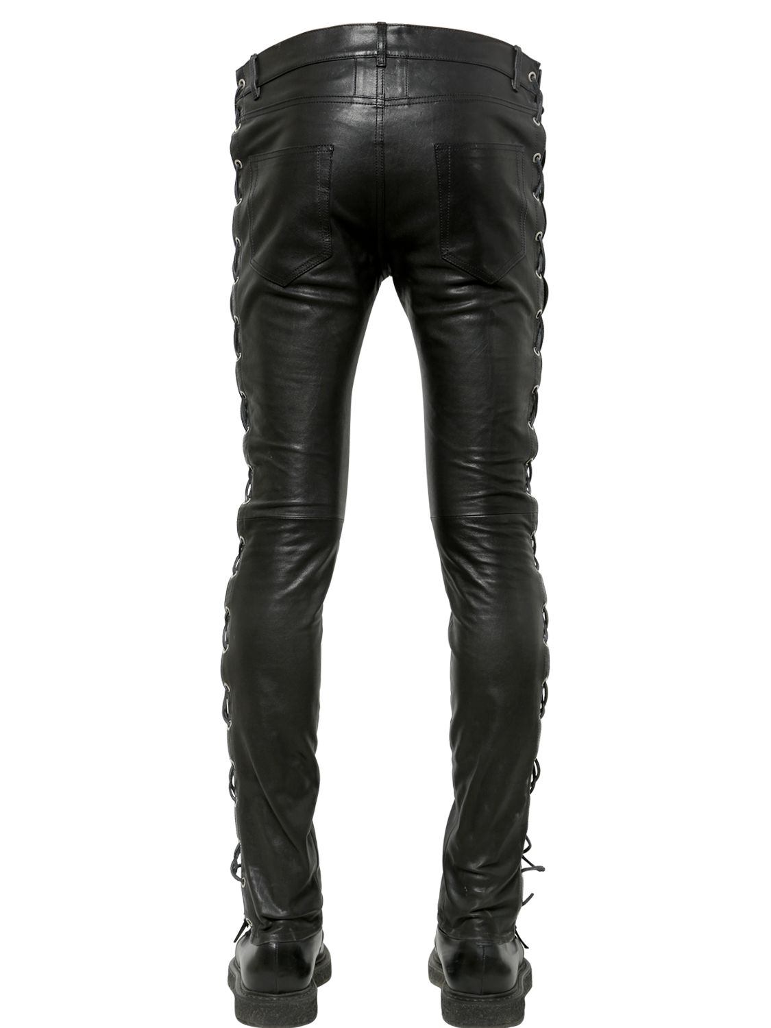 Saint Laurent 15Cm Skinny Lace-Up Leather Jeans in Black for Men - Lyst