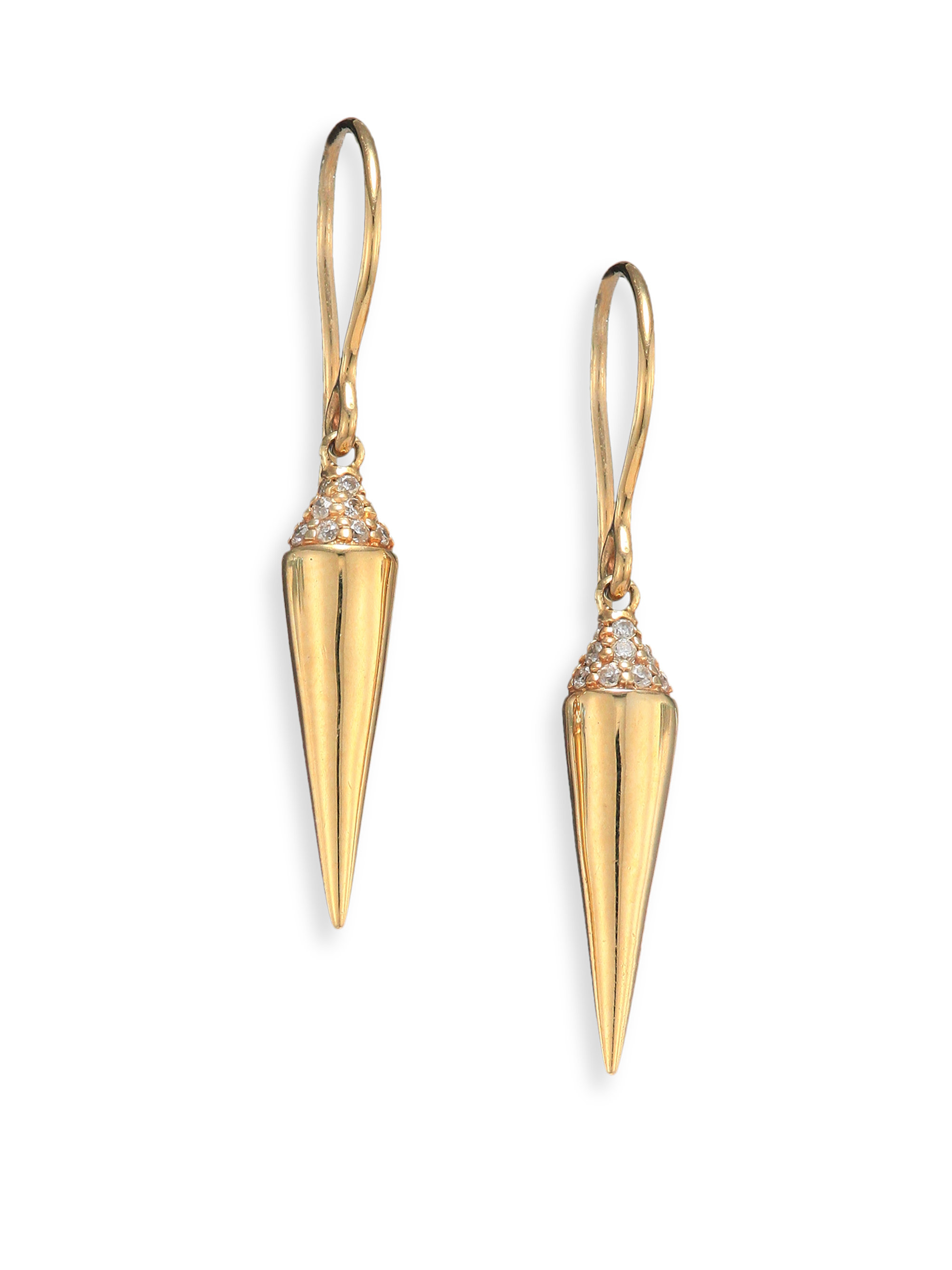 Lyst Sydney Evan Diamond 14k Yellow Gold Small Spike Drop Gallery