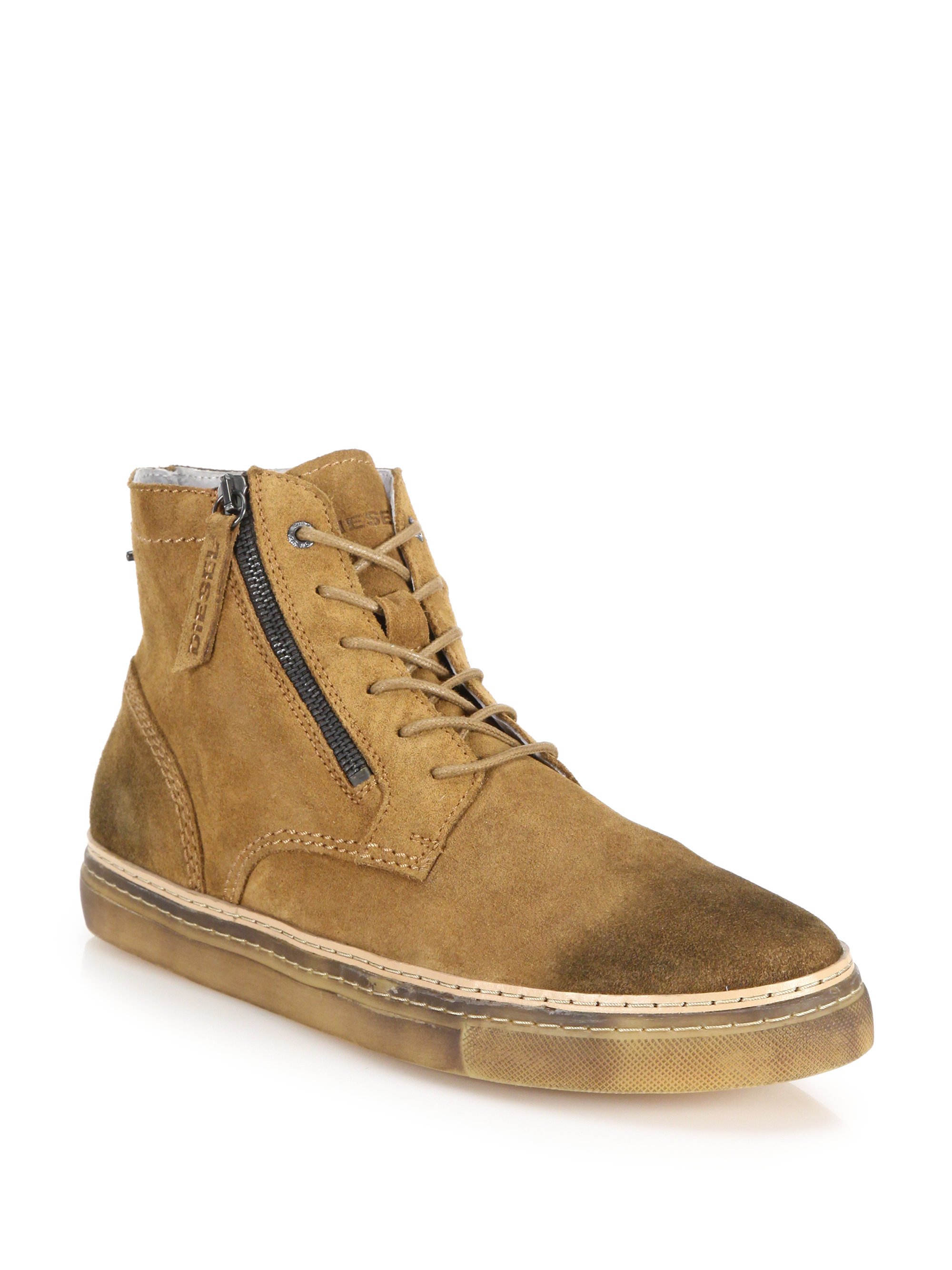 DIESEL Lace-Up Suede Boots in Brown for Men - Lyst