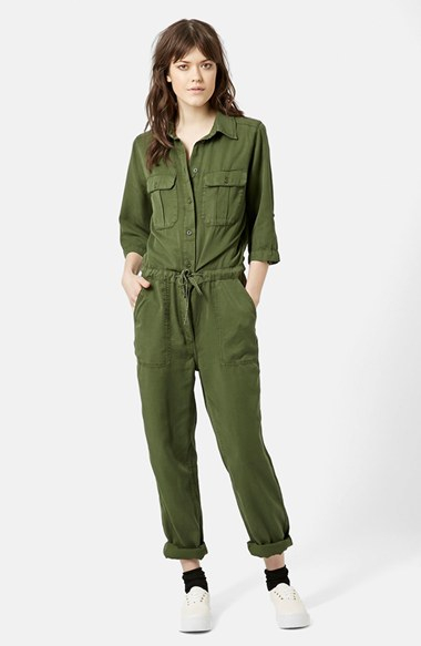 womens green utility jumpsuit