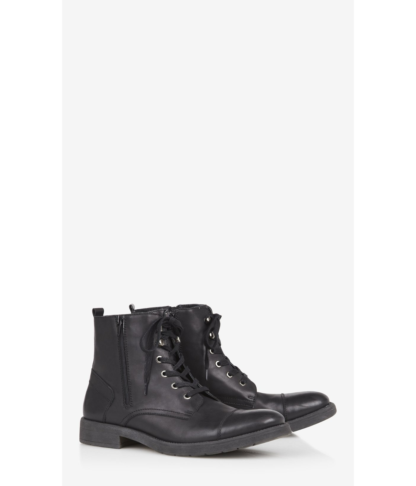 Express Black Leather Double Zip Boot 