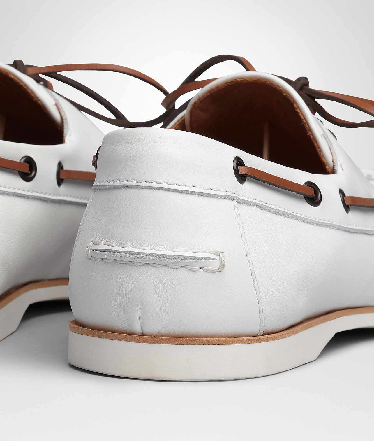 Bottega Bianco Intrecciato Soft Calf Boat Shoe in