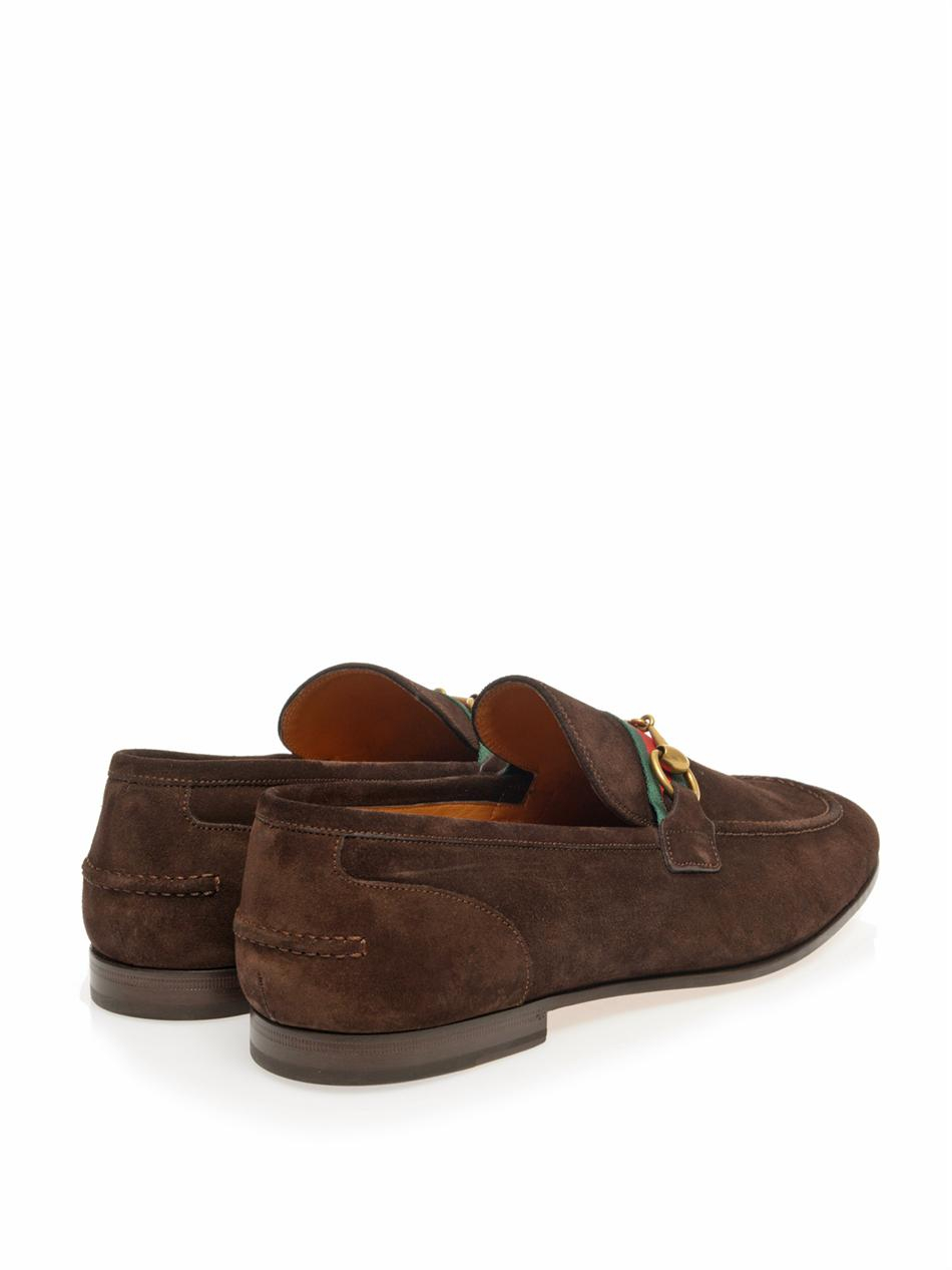 Gucci Horsebit Suede Loafers in Brown for Men | Lyst