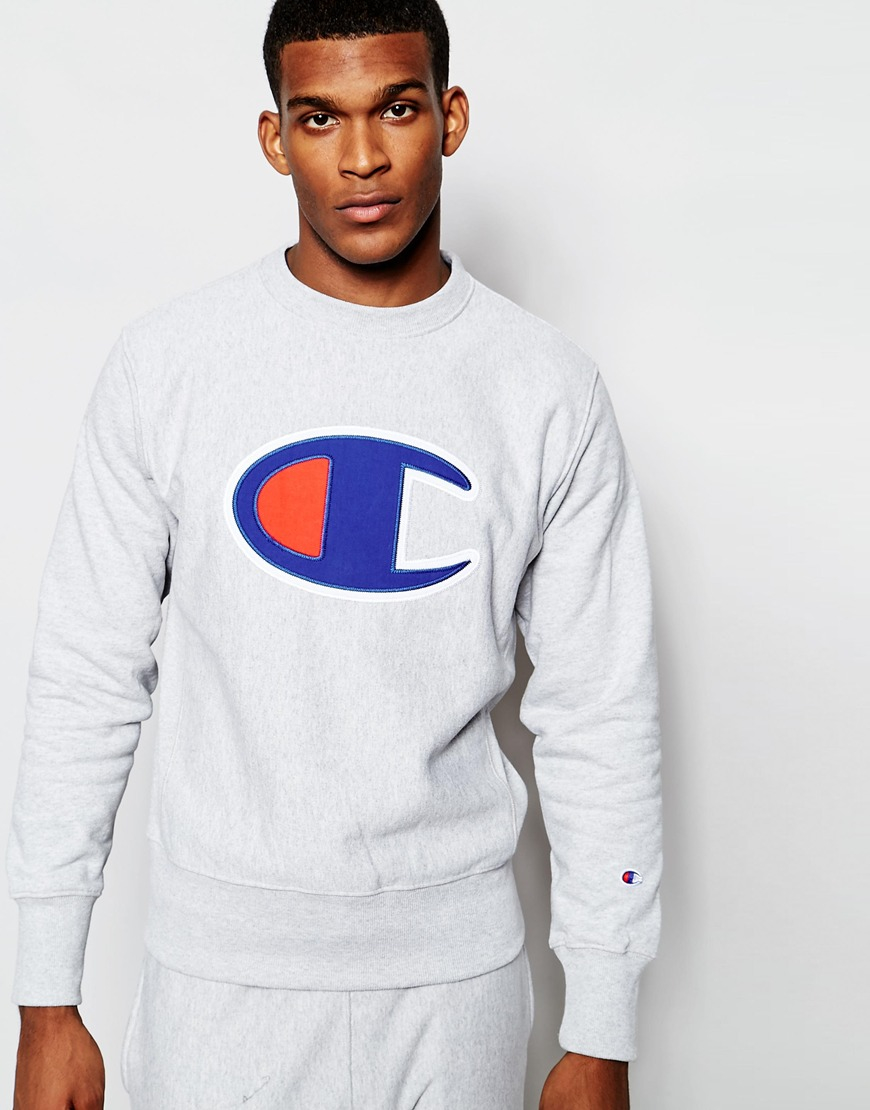 Lyst - Champion Sweatshirt With Big C Logo in Gray for Men