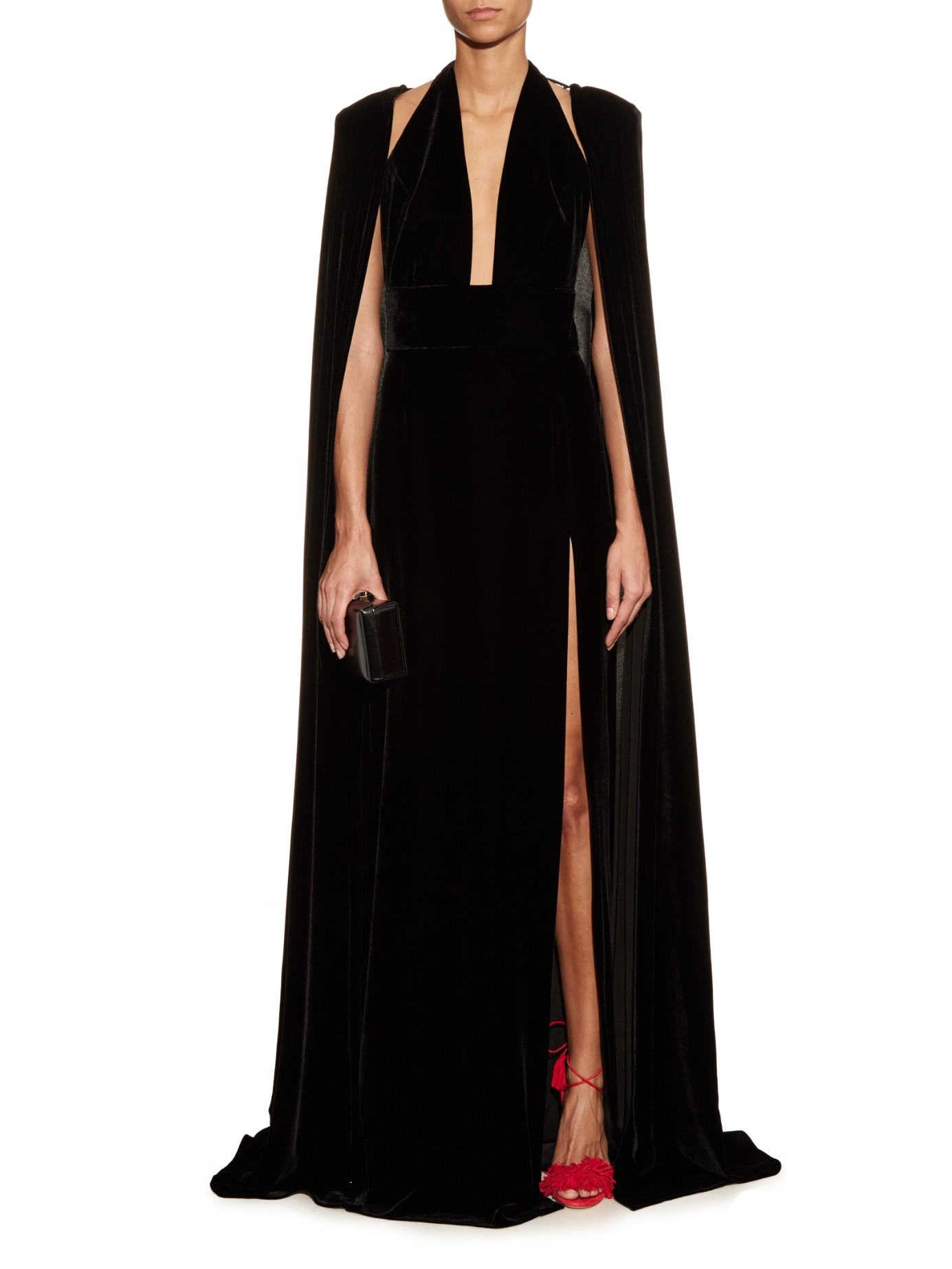 Velvet cape dress clearance