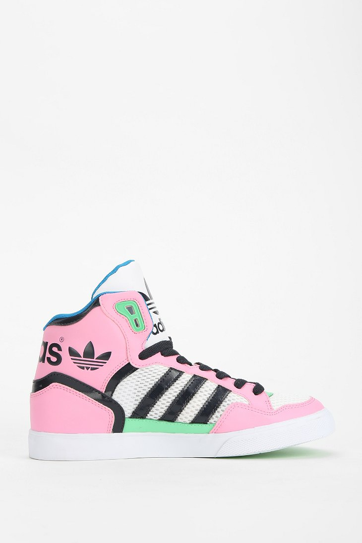 adidas Originals Extaball Leather High-Top Sneaker in Pink | Lyst